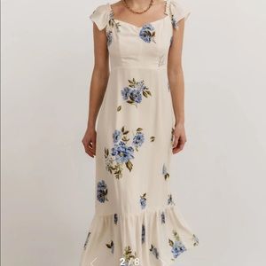 Sold!!! Clara Midi Dress | Cream + Blue Floral. Brand new.